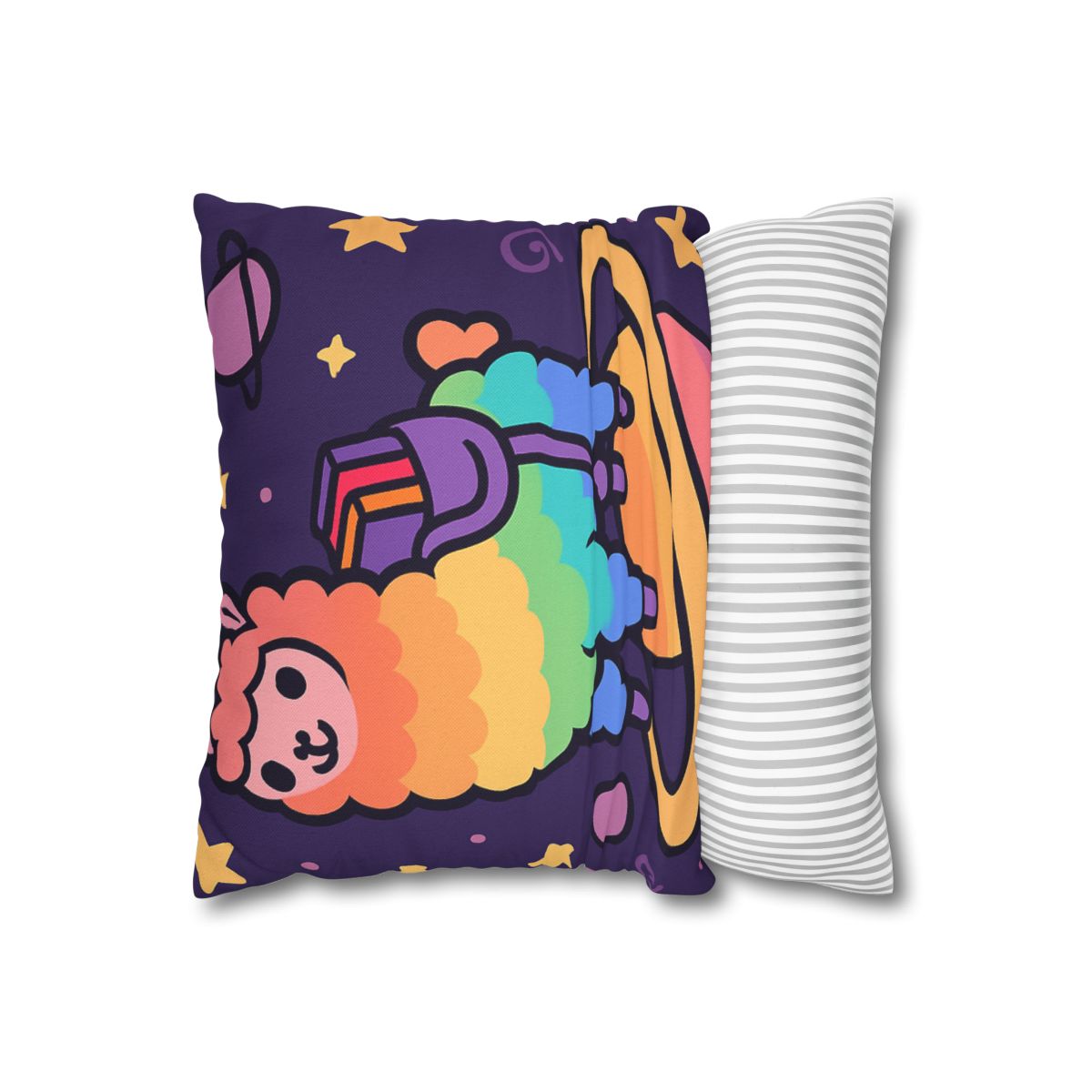 Galaxy Riding Rainbow Llama comfortable bedding pillow covers