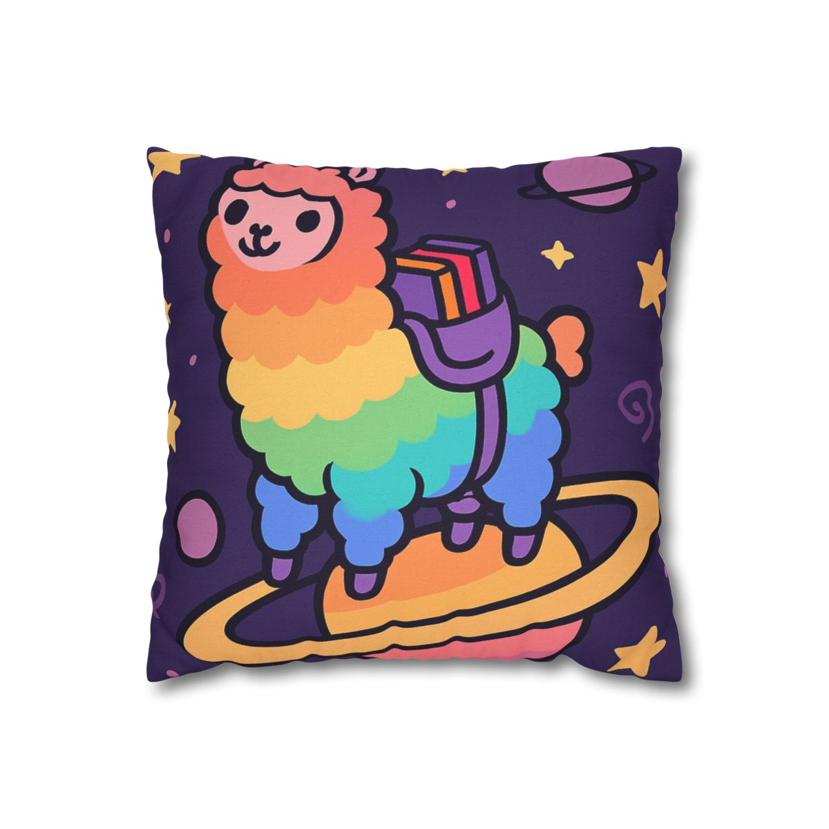 Galaxy Riding Rainbow Llama comfortable bedding pillow covers