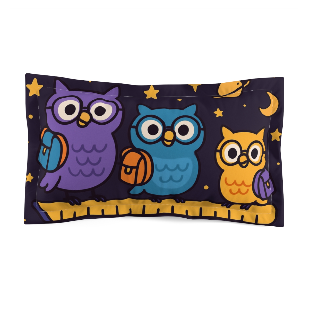 Galaxy School Of Curious Owls designer printed pillows