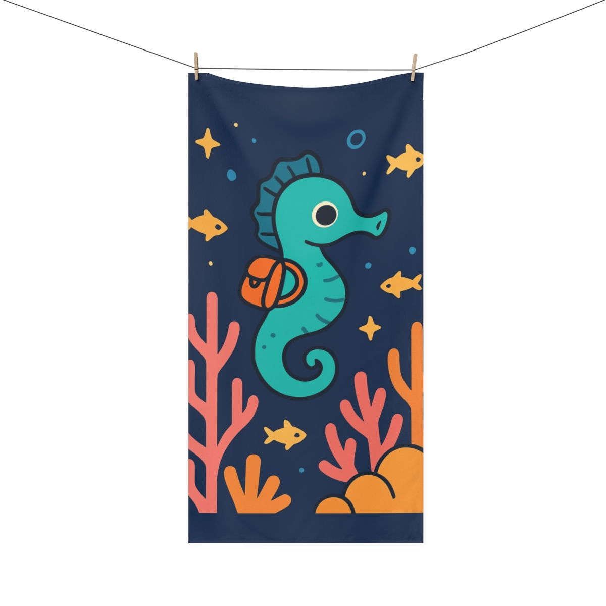 Galaxy Seahorse Coral Camp comfortable face towels