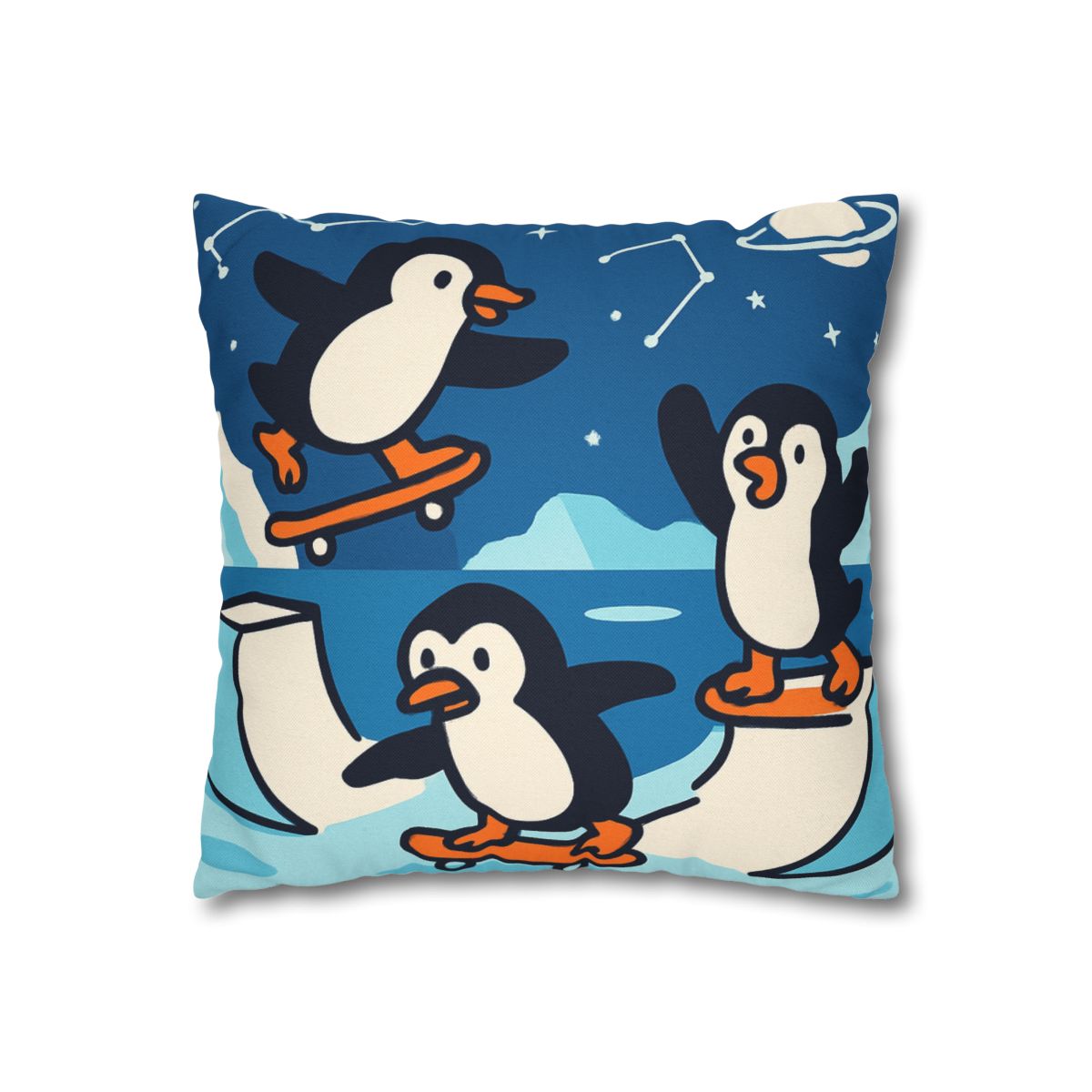 Galaxy Skate Park Penguins stylish decorative pillowcases