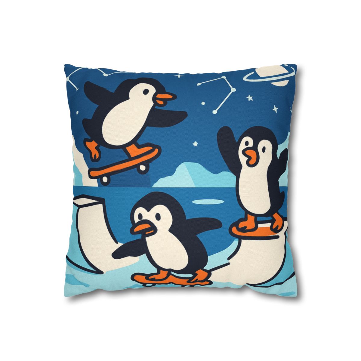 Galaxy Skate Park Penguins stylish decorative pillowcases