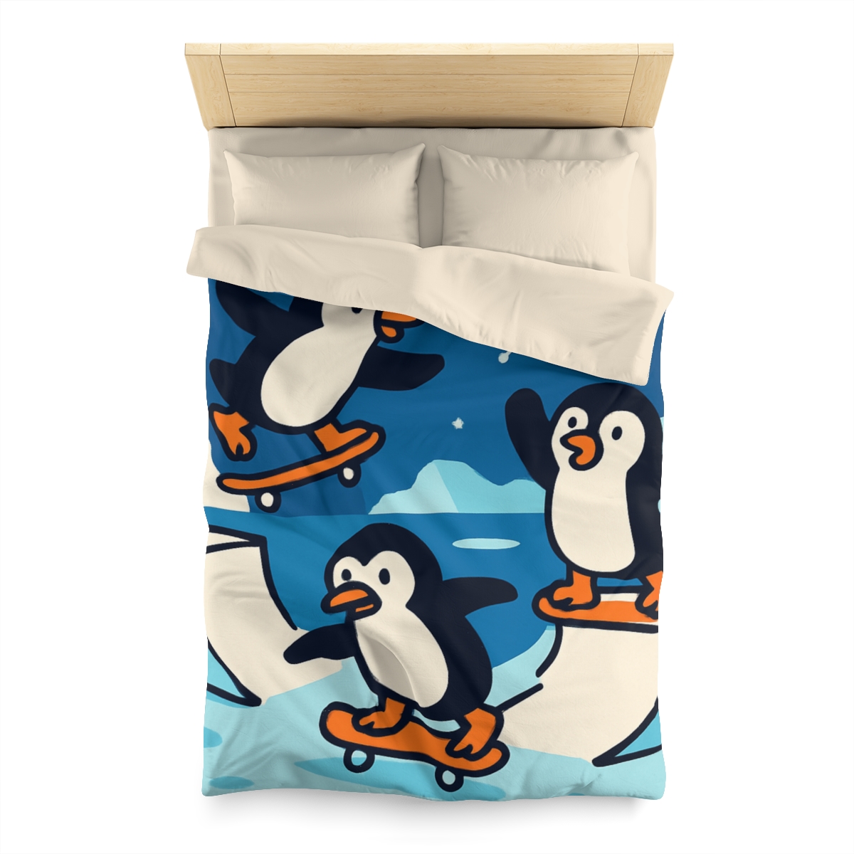Galaxy Skate Park Penguins stylish duvet covers