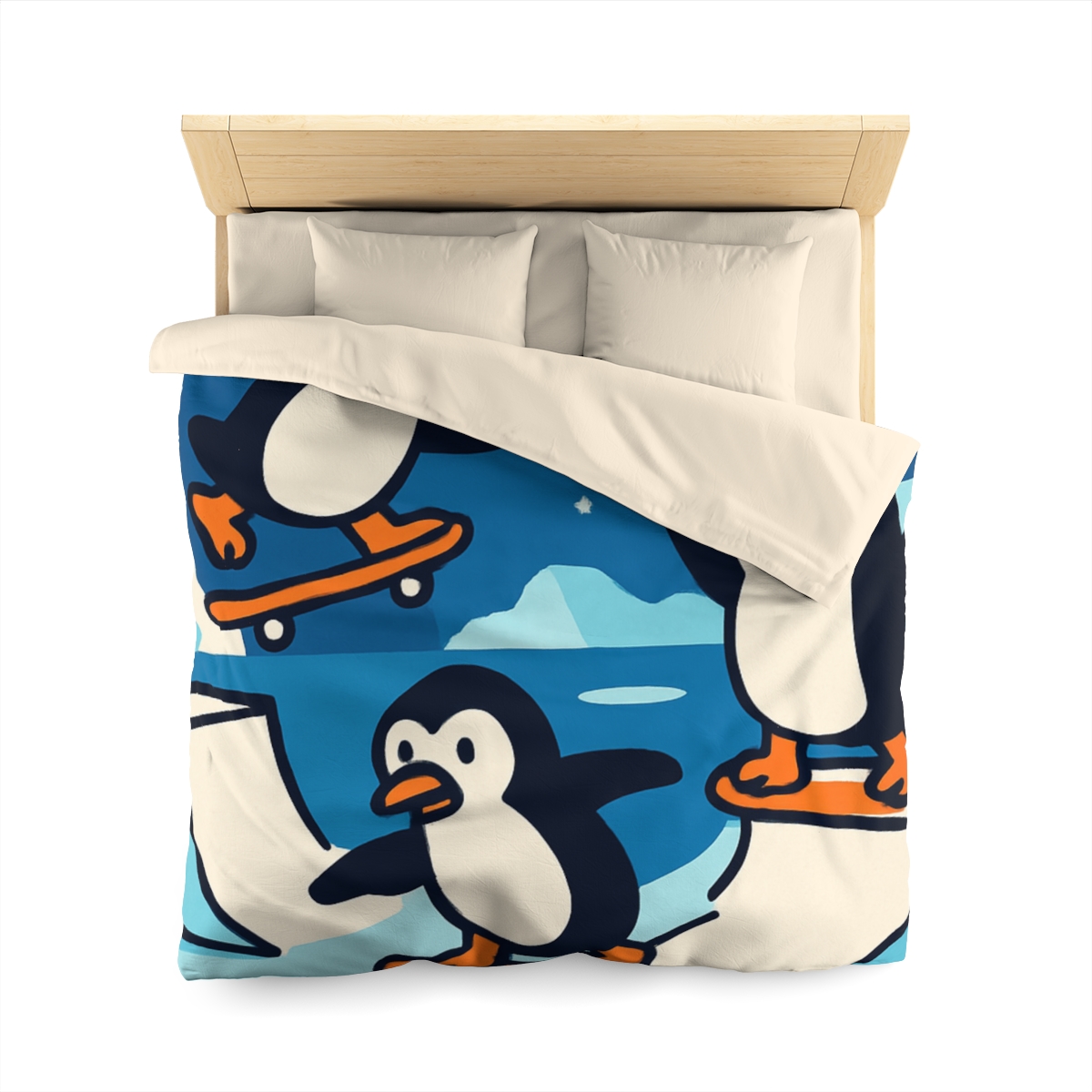 Galaxy Skate Park Penguins stylish duvet covers