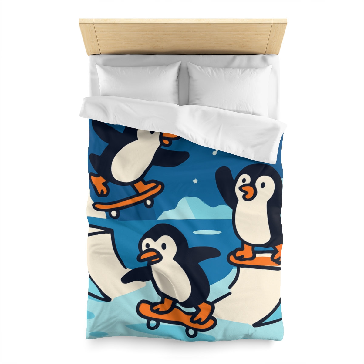Galaxy Skate Park Penguins stylish duvet covers
