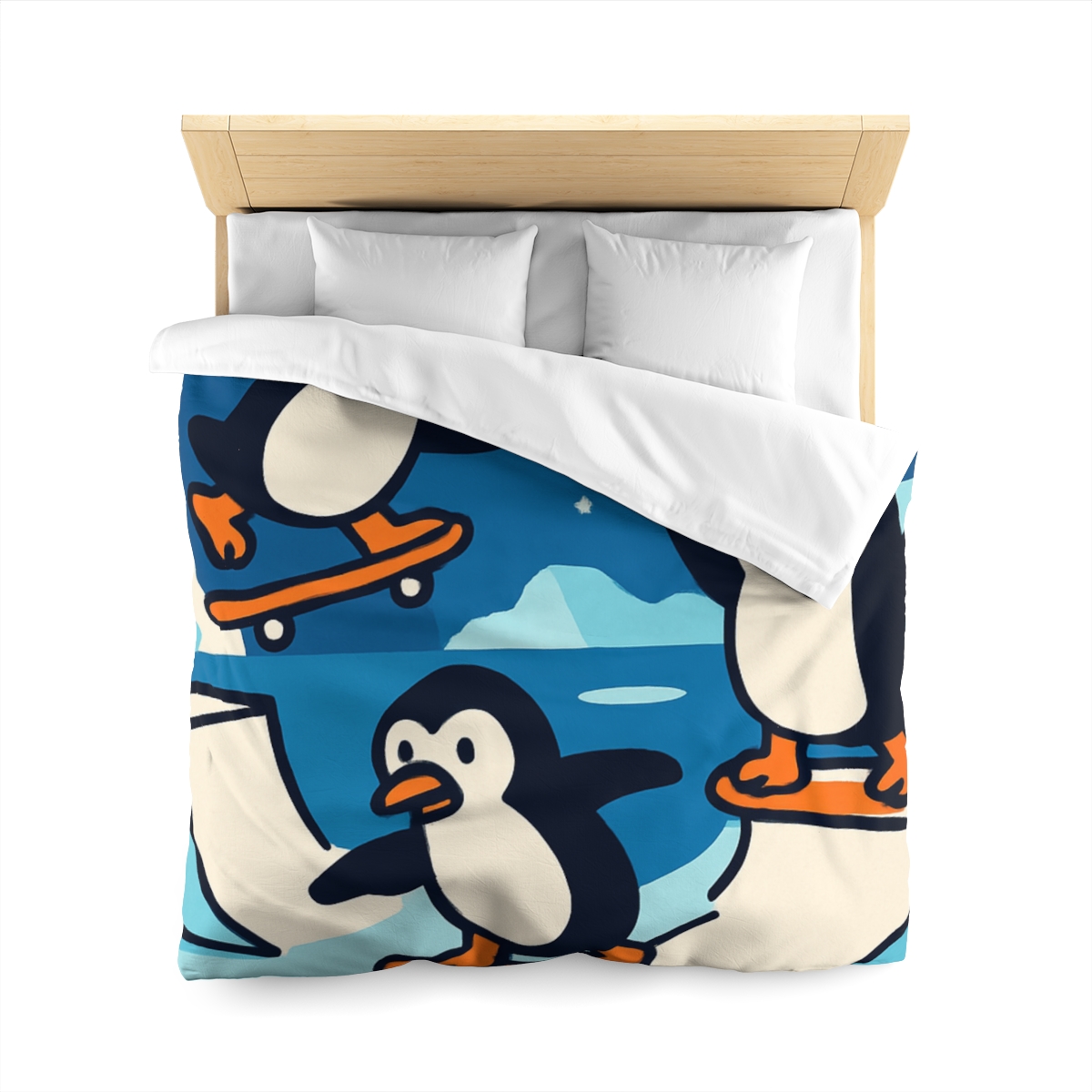 Galaxy Skate Park Penguins stylish duvet covers