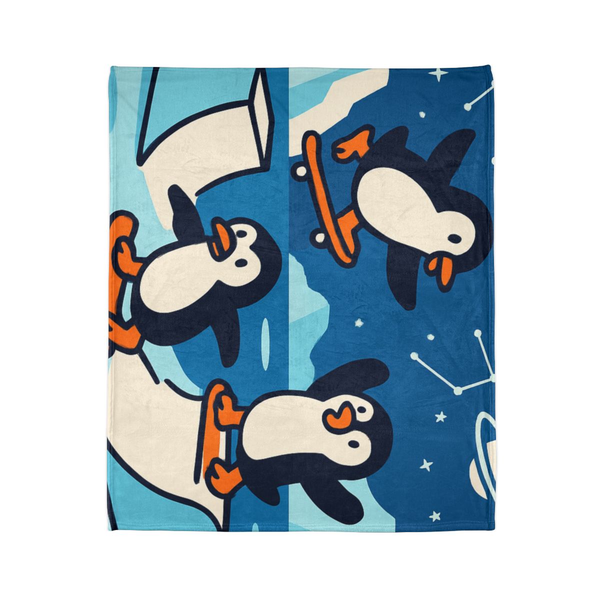 Galaxy Skate Park Penguins decorative home blankets