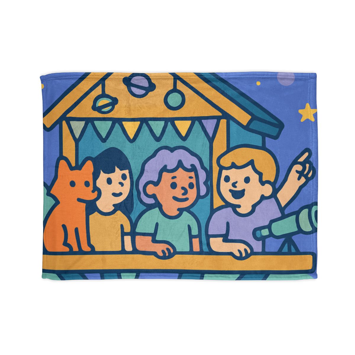 Galaxy Treehouse Explorers personalized cozy blankets