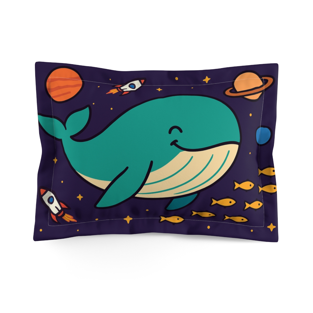 Galaxy Whale Swimming Through Planets comfortable bed pillows