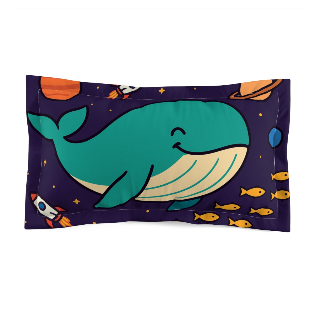 Galaxy Whale Swimming Through Planets comfortable bed pillows