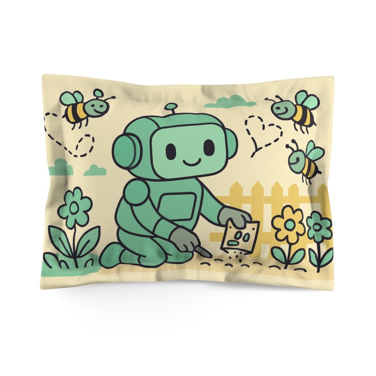 Garden Robot Bee Friends unique shape pillows