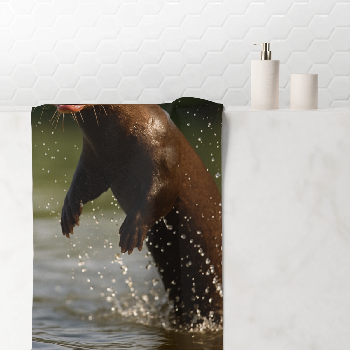 Giant Otter River Acrobat soft cotton towels