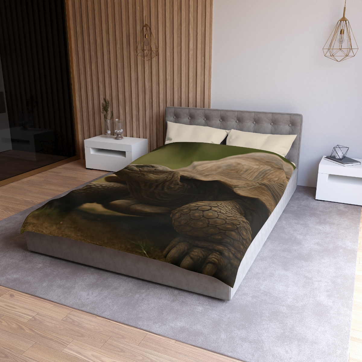 Giant Tortoise Timebound Gaze designer printed duvets