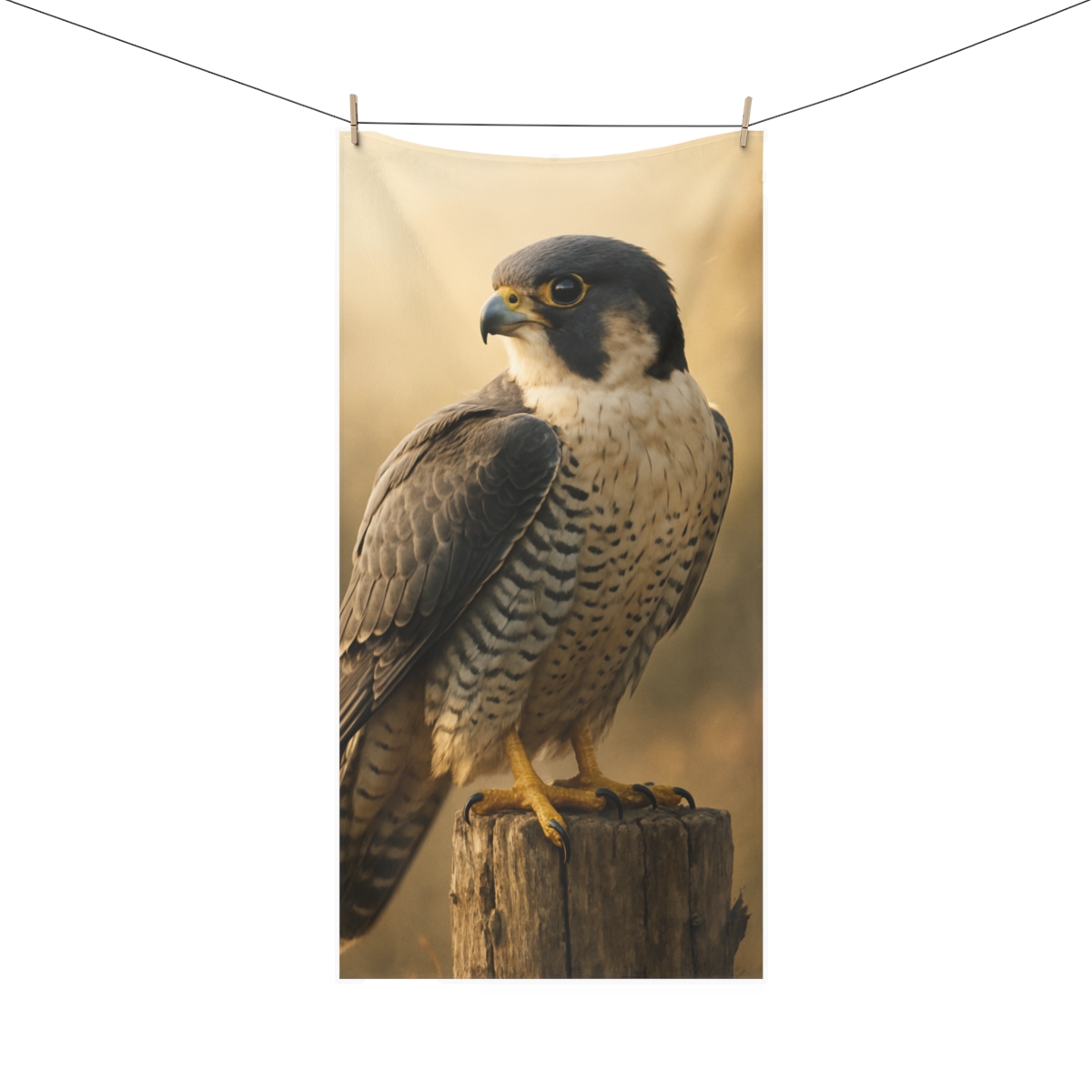 Gilded Gaze Peregrine Falcon personalized bath towels
