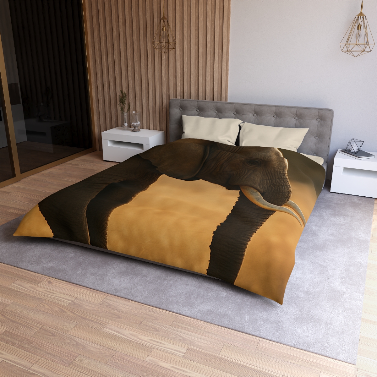 Gilded Horizon African Elephant unique patterned duvets