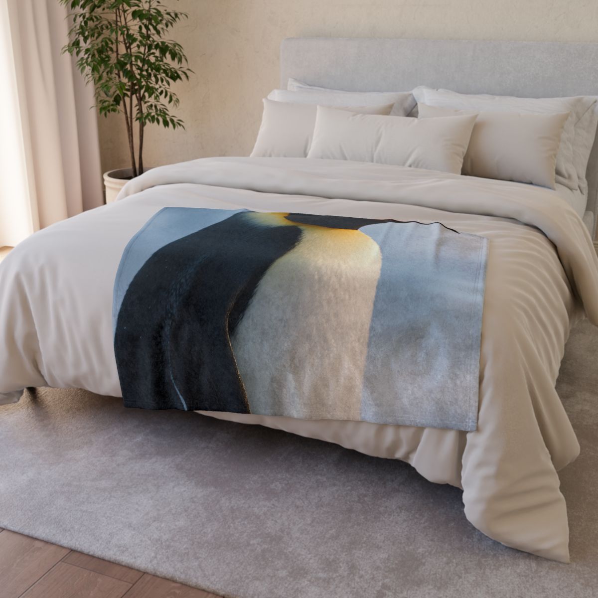 Glacier Gaze Emperor Penguin stylish throw blankets