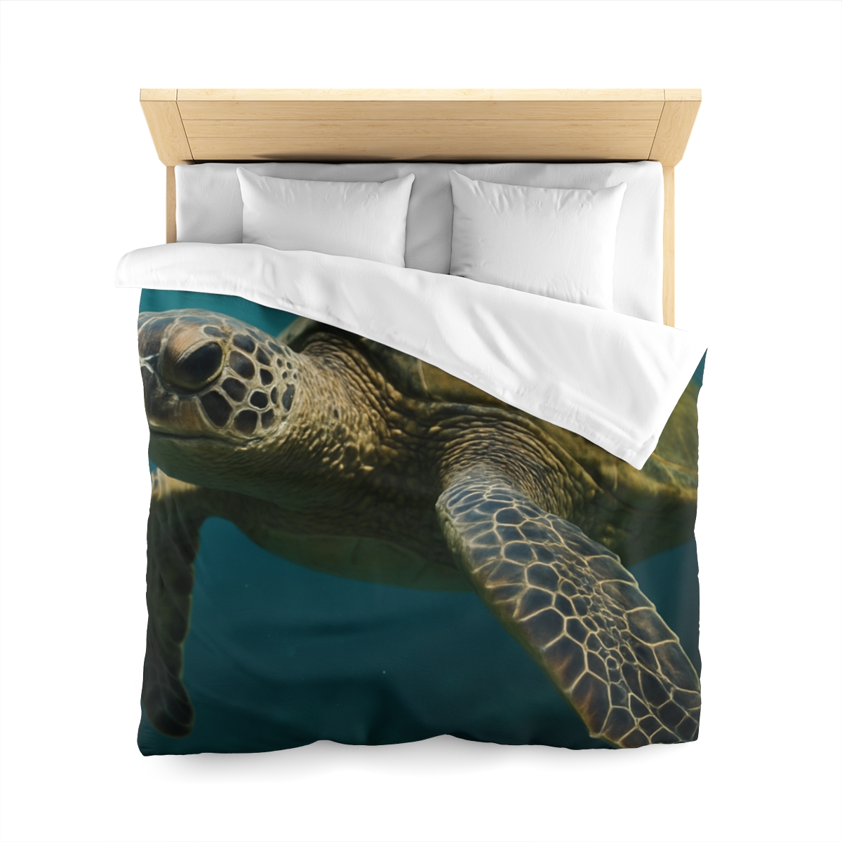 Glasswater Drift Green Sea Turtle designer printed duvets