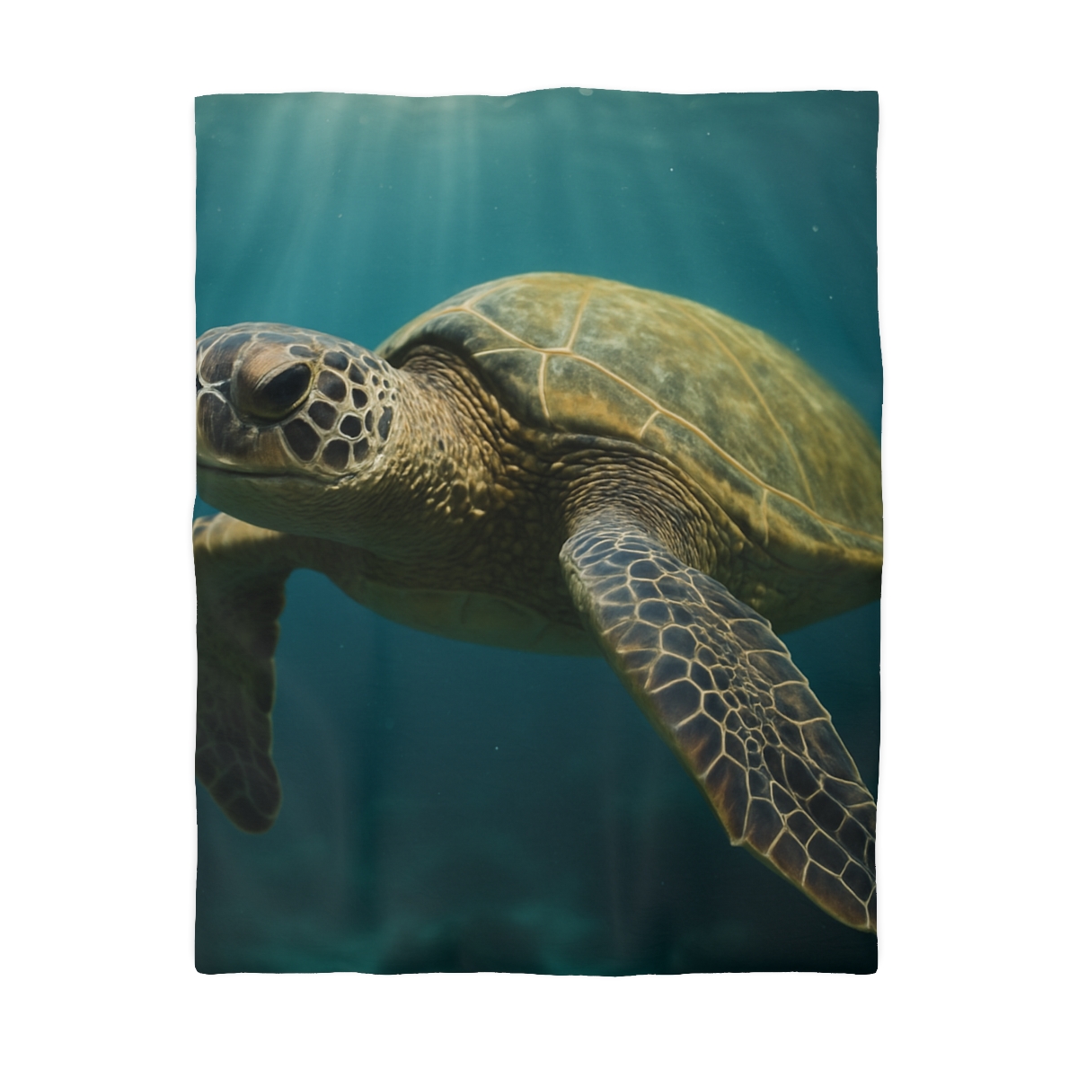 Glasswater Drift Green Sea Turtle designer printed duvets