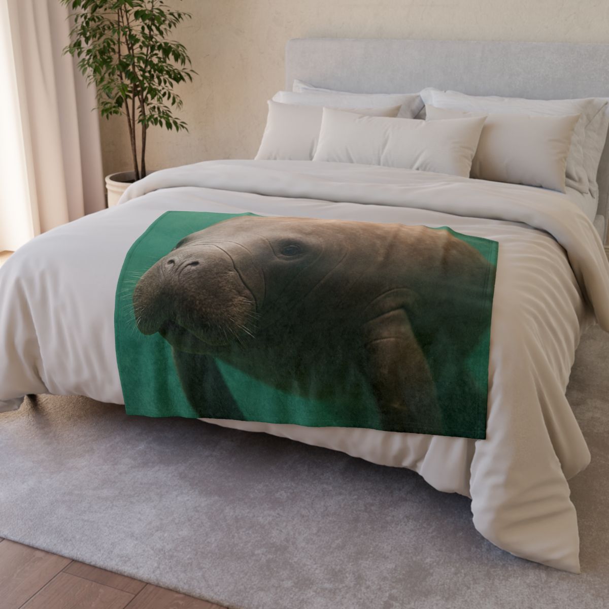 Glasswater Drifter West Indian Manatee stylish throw blankets