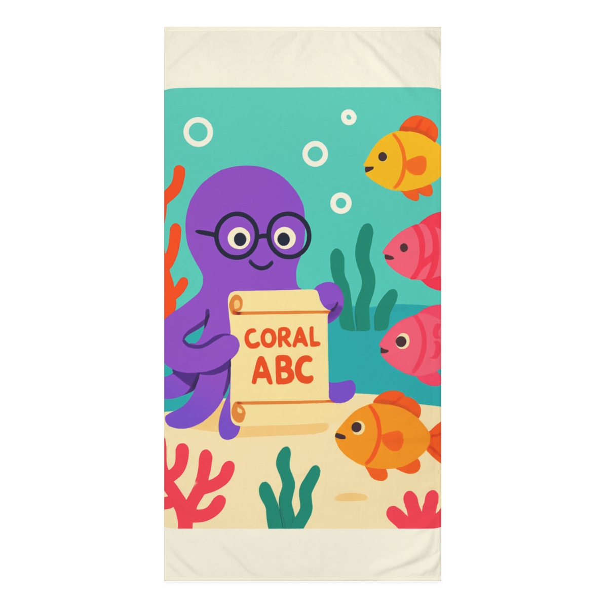 Glow Reef Library With The Octopus Guide custom towels