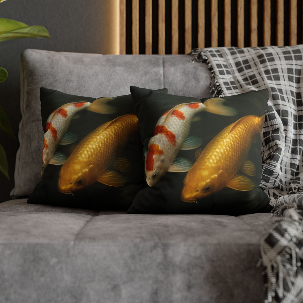 Golden Drift Koi Pair comfortable bedding pillow covers