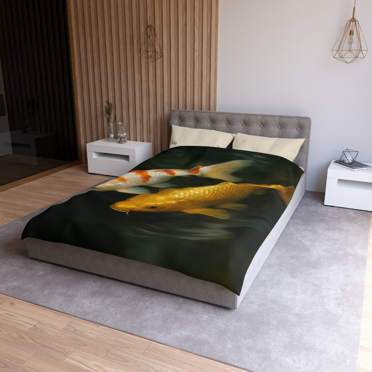 Golden Drift Koi Pair soft comforter duvets