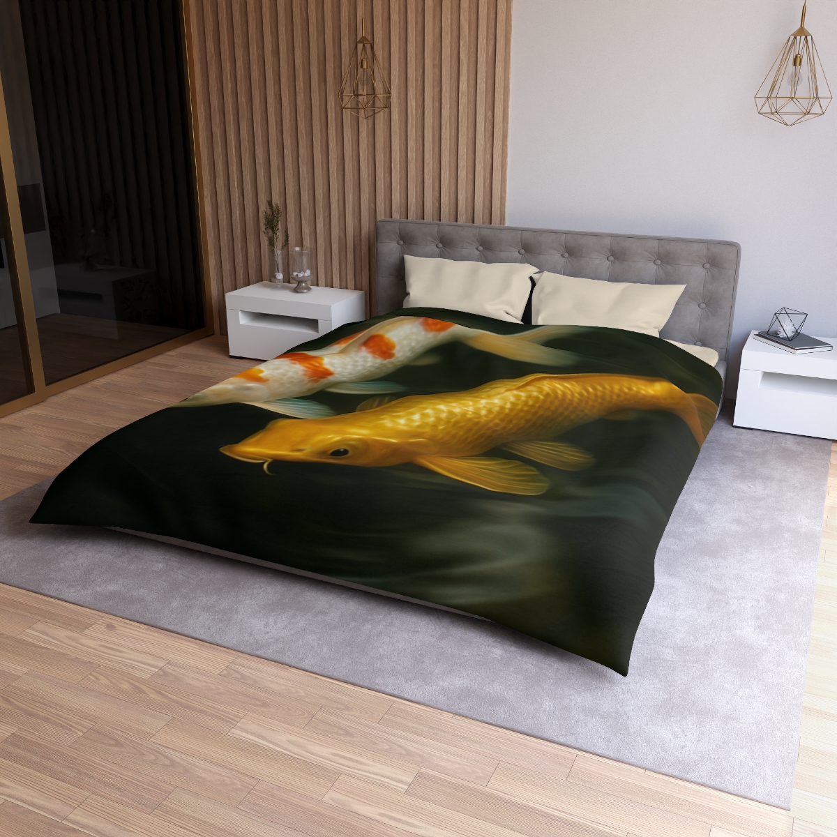Golden Drift Koi Pair soft comforter duvets