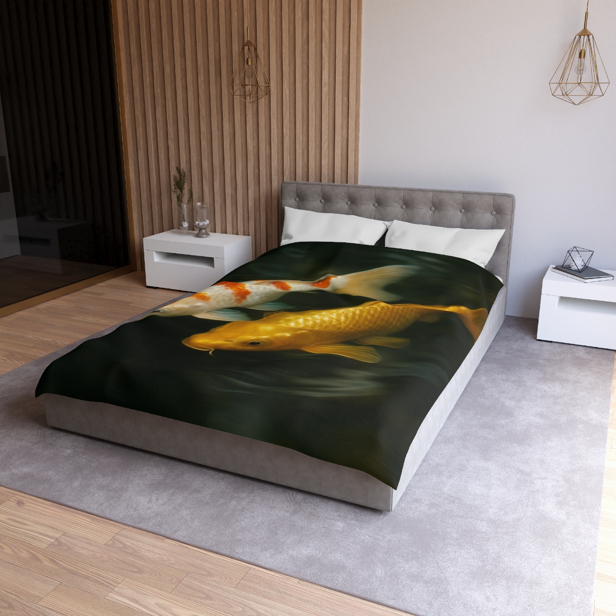 Golden Drift Koi Pair soft comforter duvets
