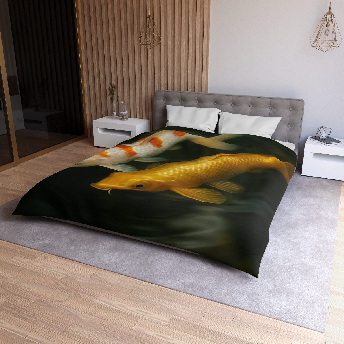 Golden Drift Koi Pair soft comforter duvets