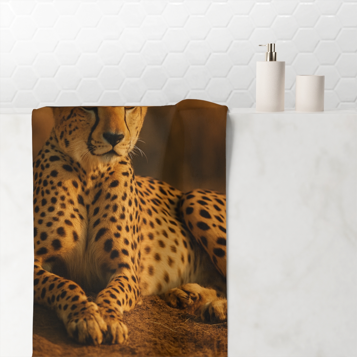 Golden Gaze Cheetah personalized bath towels