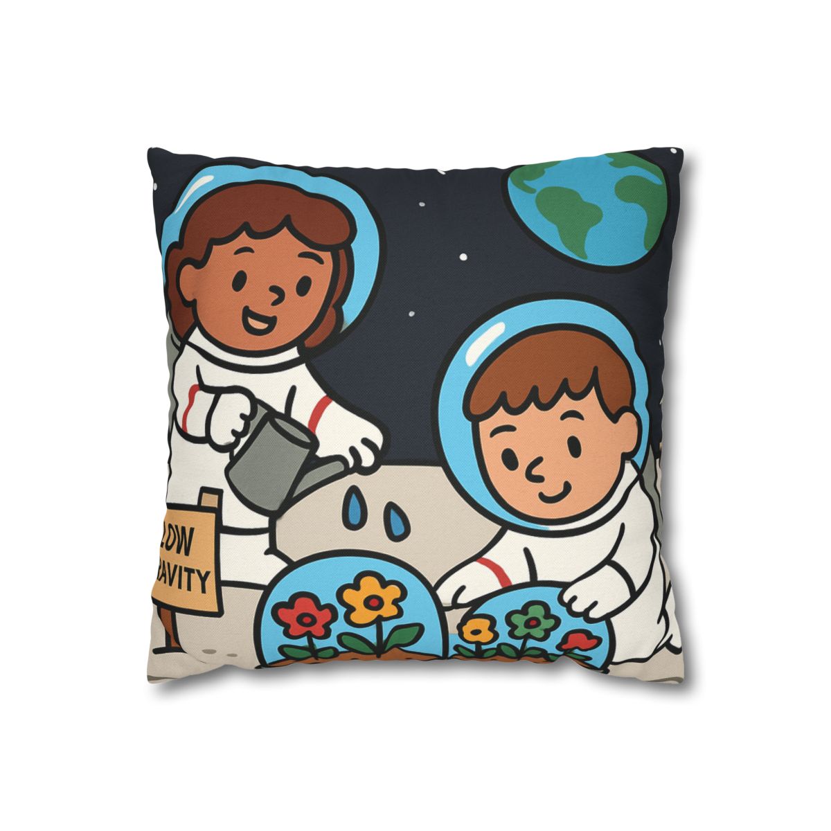 Gravity Garden On The Moon soft cotton pillow cases