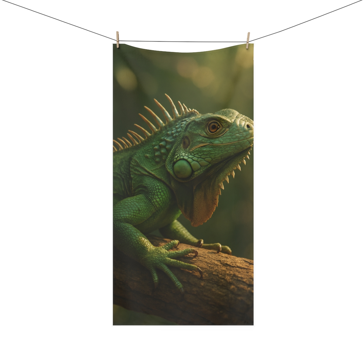 Green Iguana Sun Watcher soft cotton towels
