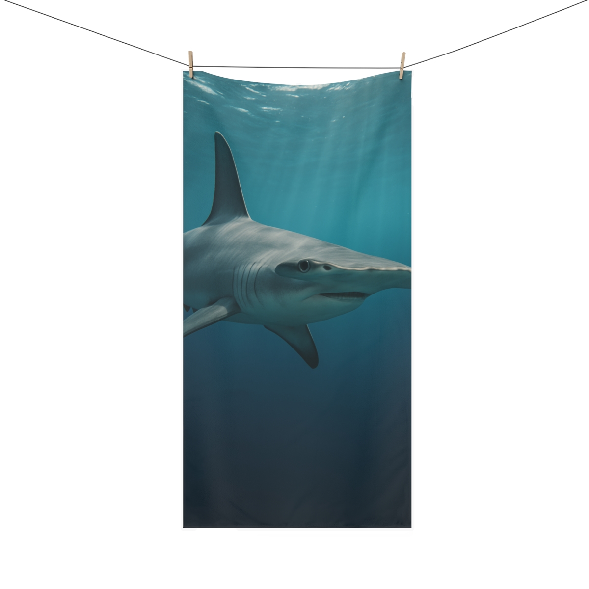 Hammerhead Shark Silent Horizon designer printed towels