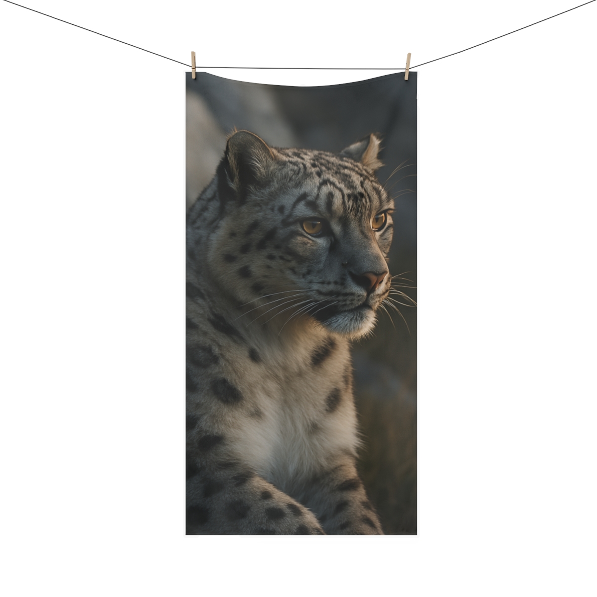 Highland Ghost Snow Leopard personalized bath towels