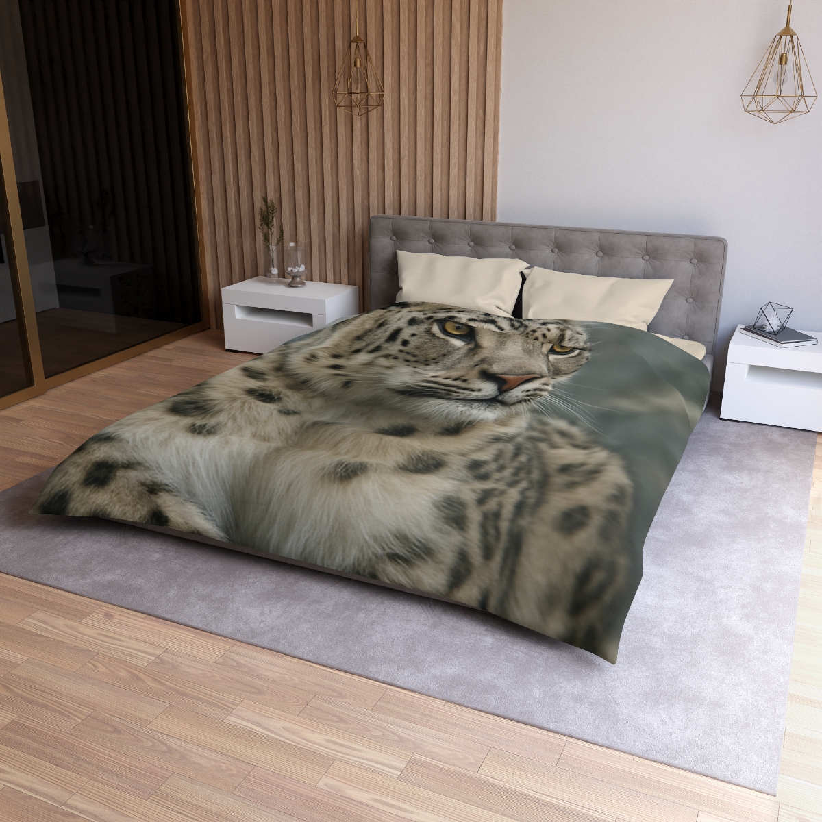 Highland Phantom Snow Leopard unique patterned duvets