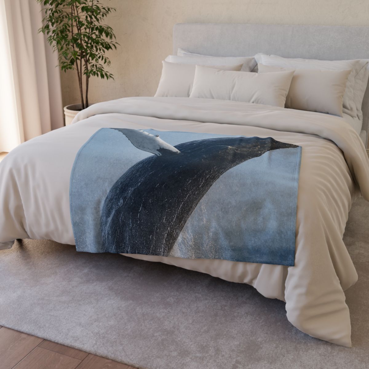 Humpback Whale Rising Calm custom blankets