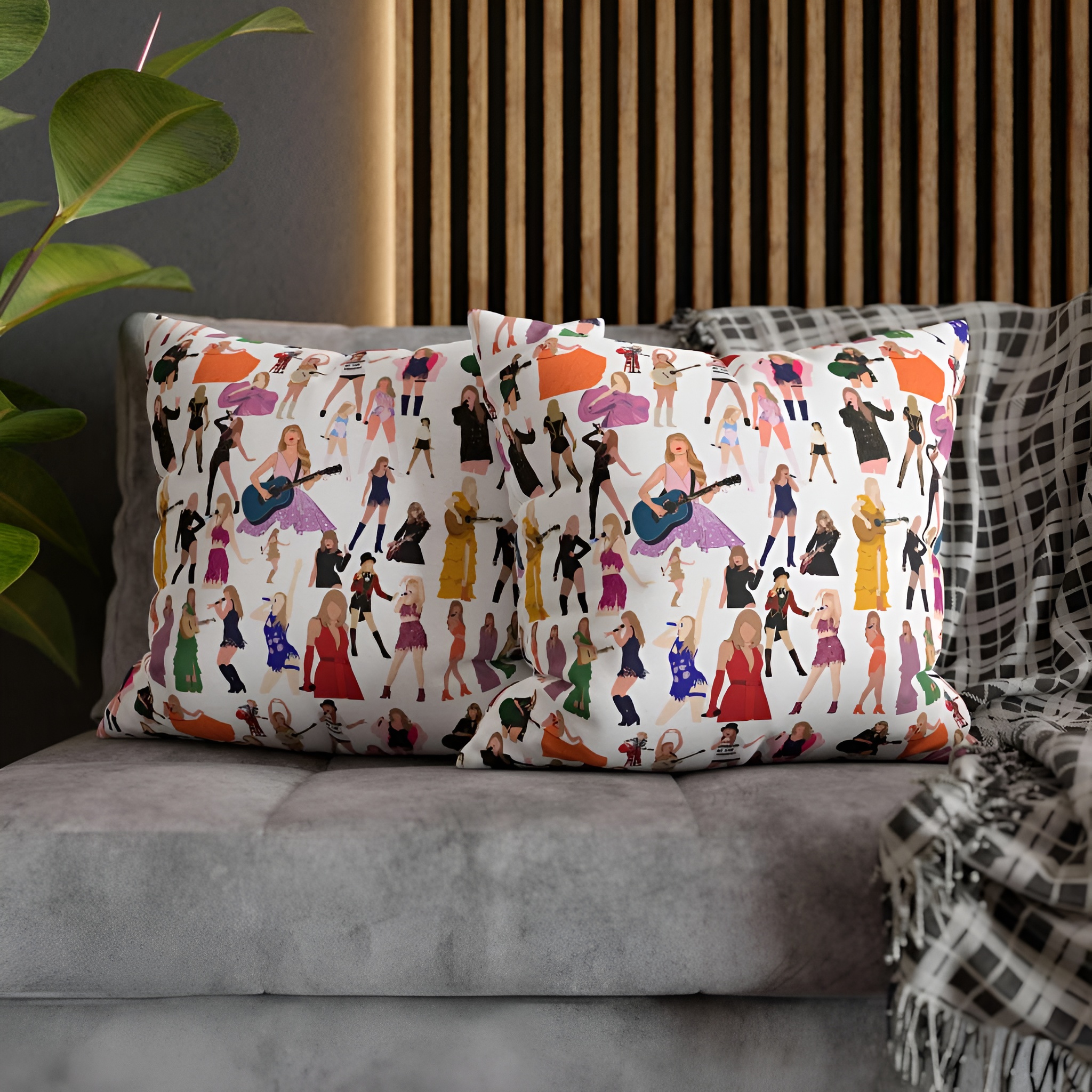 Stylish Square Pillowcase Spun With Double Sided Print Cover