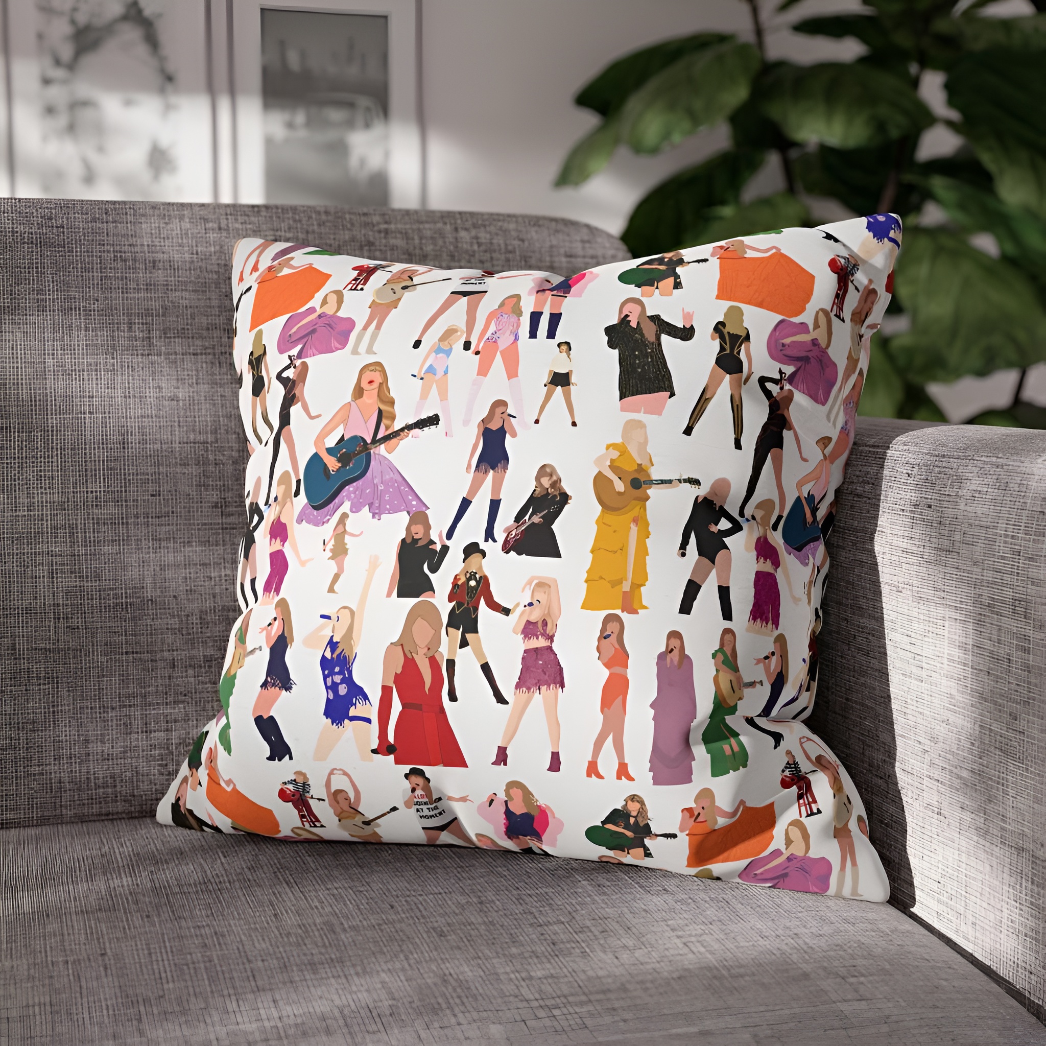 Stylish Square Pillowcase Spun With Double Sided Print Cover