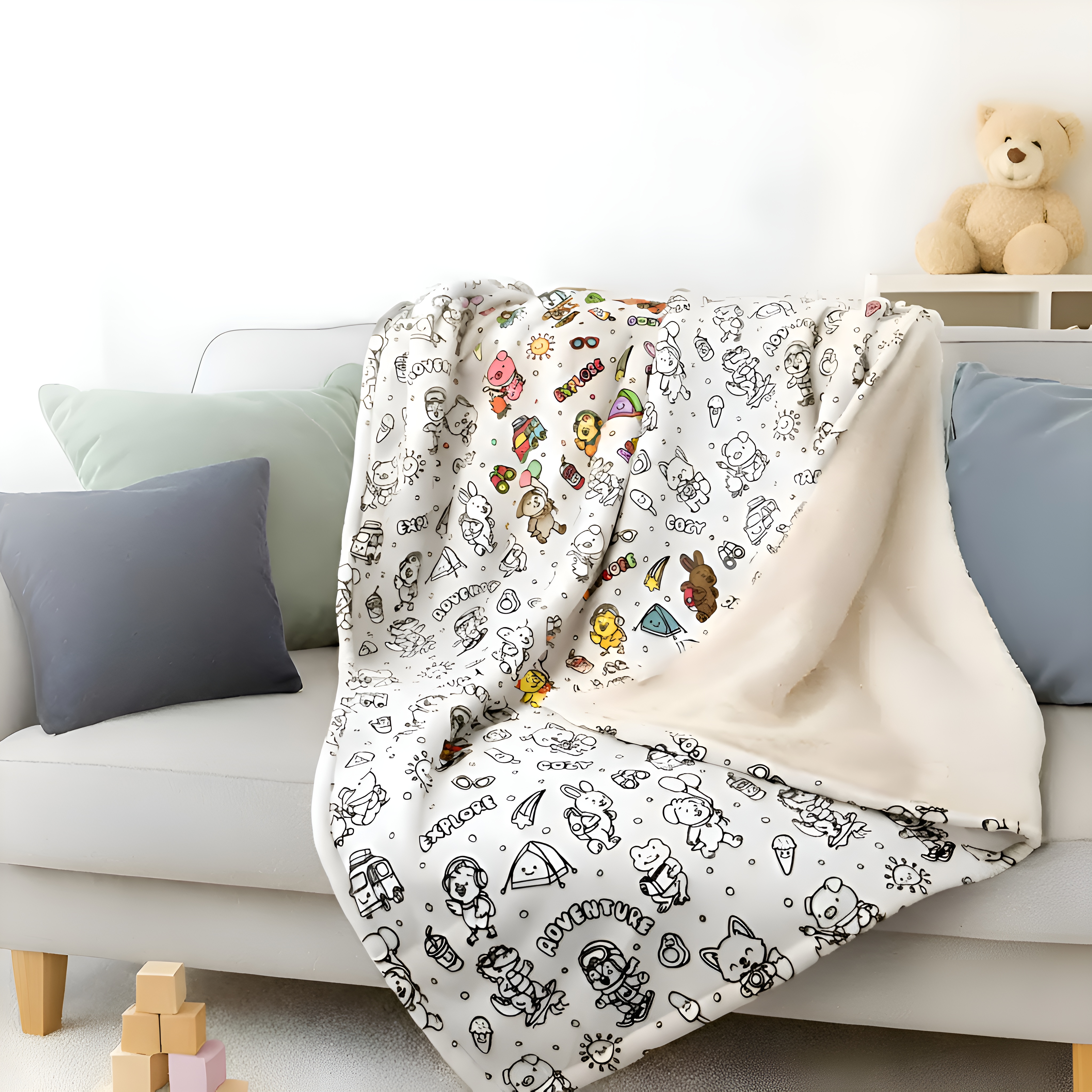 Kawaii Travel Animals Themed Interactive Blanket