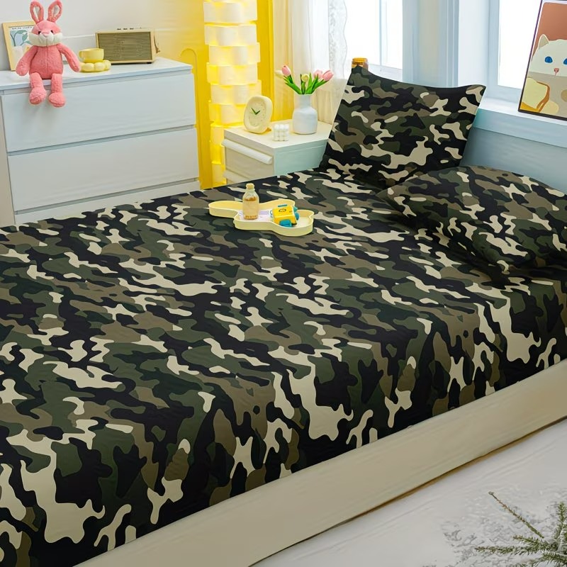 Camouflage Pattern Pillowcase Soft Quilted Bedding Cover