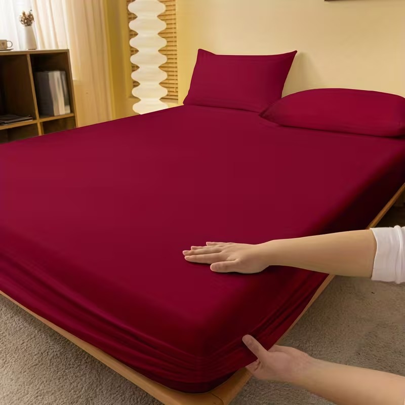 Soft Solid Brushed Fitted Bed Sheet With Deep Pocket