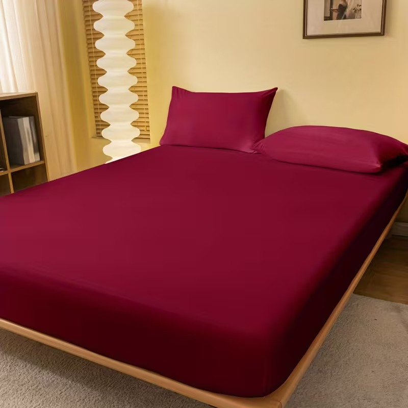 Soft Solid Brushed Fitted Bed Sheet With Deep Pocket