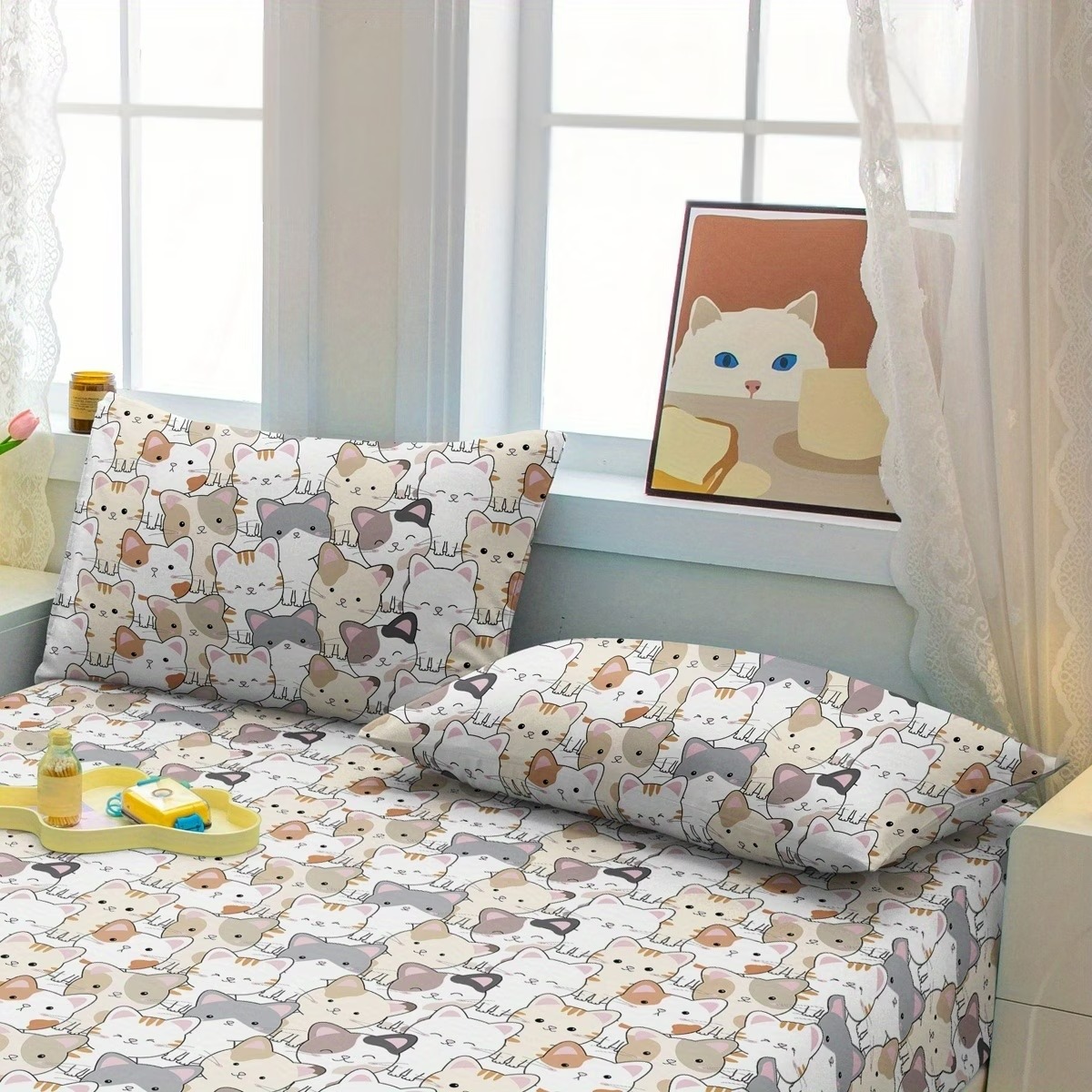 Bear Pattern Printed Pillowcase With Pocket Closure 