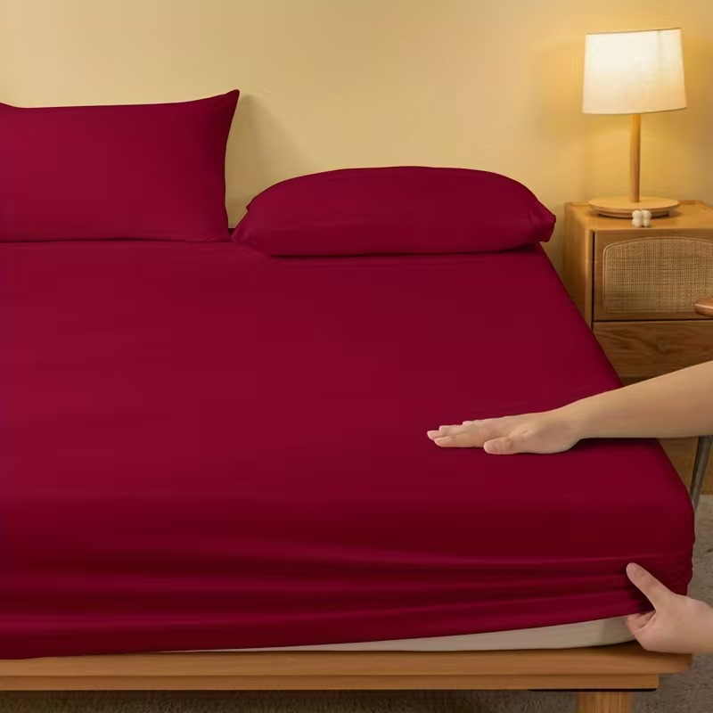 Soft Solid Brushed Fitted Bed Sheet With Deep Pocket
