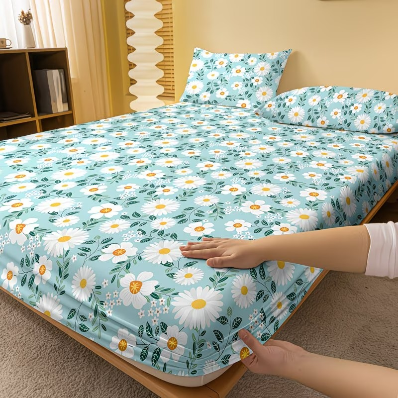 Whimsical Botanical Blossom Pattern Fitted Sheet