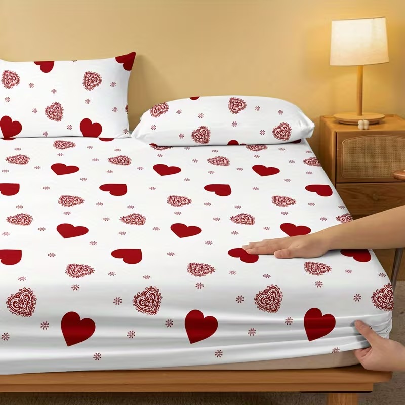 Valentine Style Printed Fitted Bed Sheet