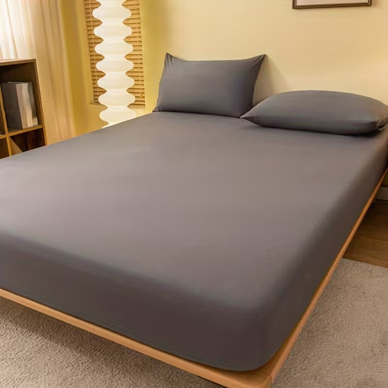 Solid Color Fitted Bedsheet With Deep Pocket