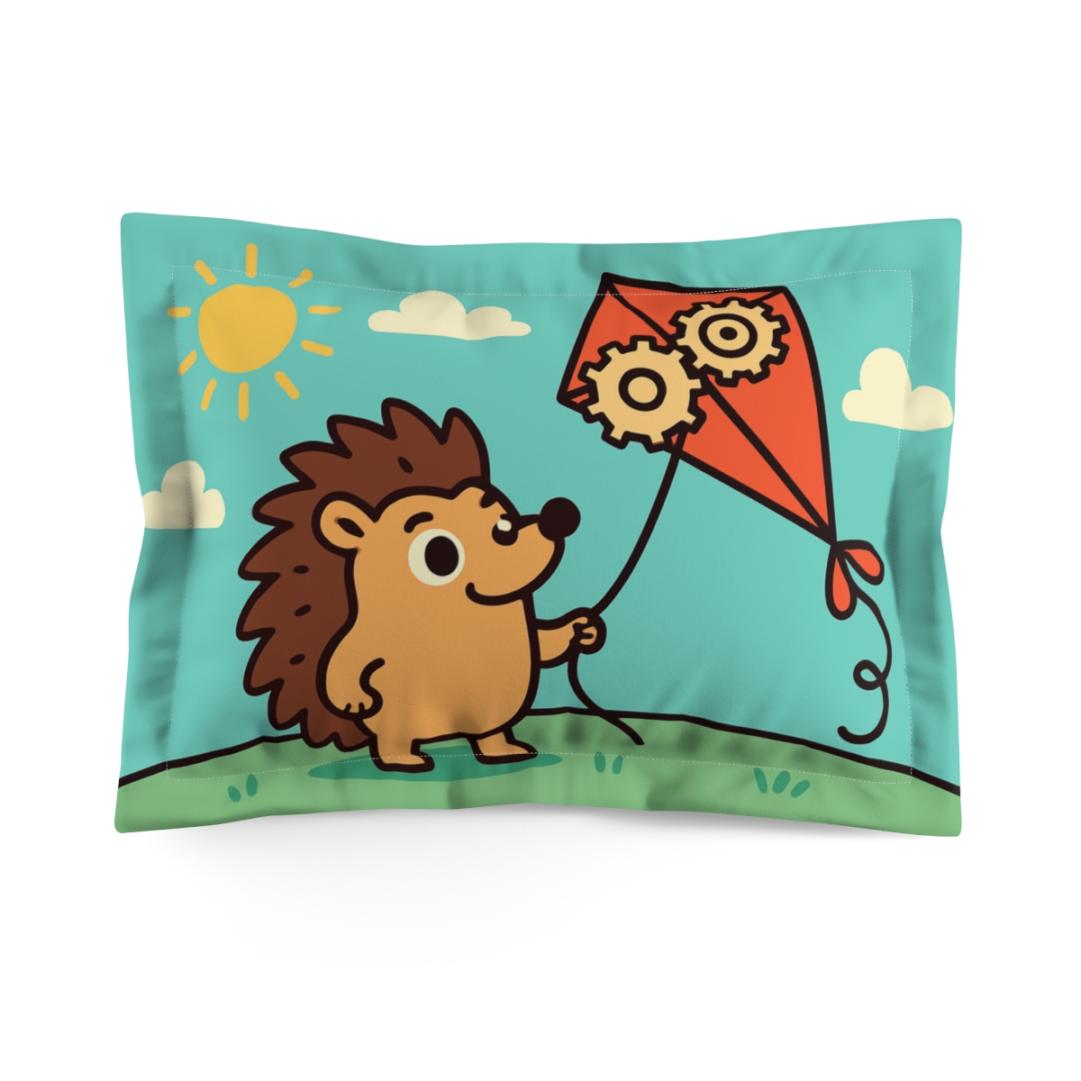 Inventor Hedgehog And Flying Kite Lab custom pillows