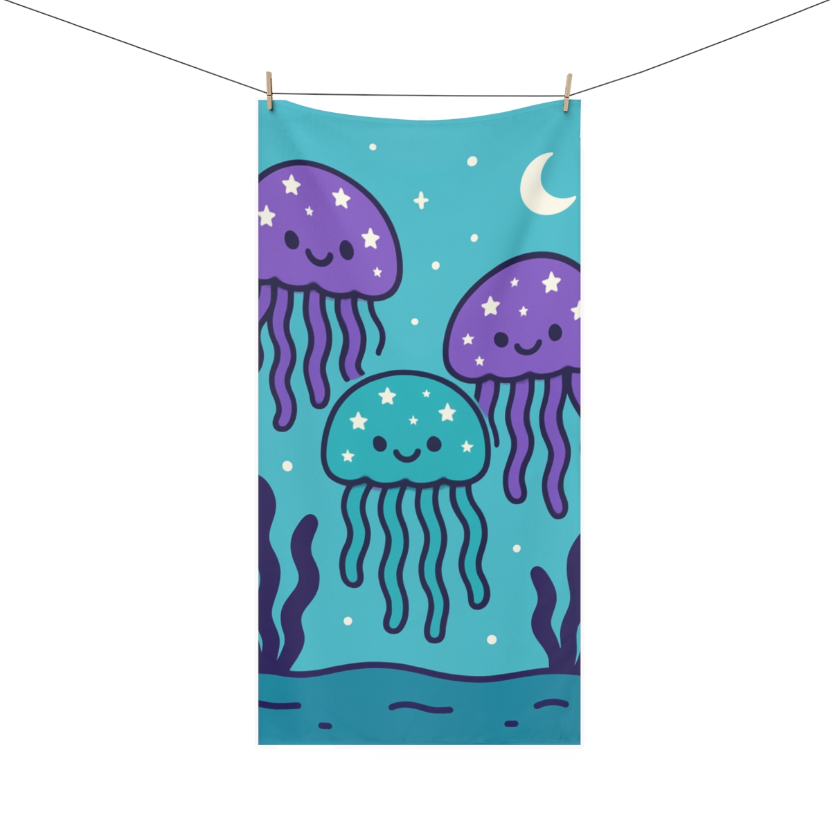 Jellyfish Galaxy Parade personalized bath towels