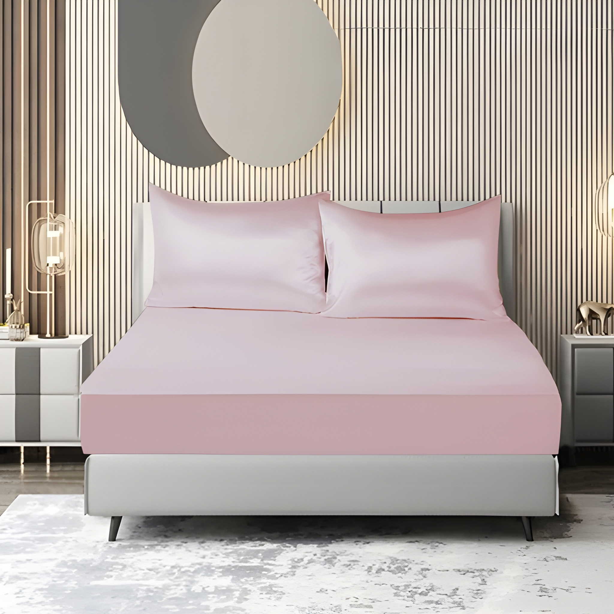 3 Piece Solid Color Smooth Fitted Bedding Sheet Set